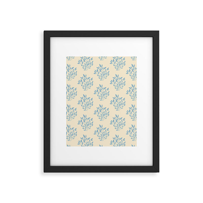 Simple Block Print Pastel Blue and Off-White Pattern  Framed Art Print Gallery Image 5
