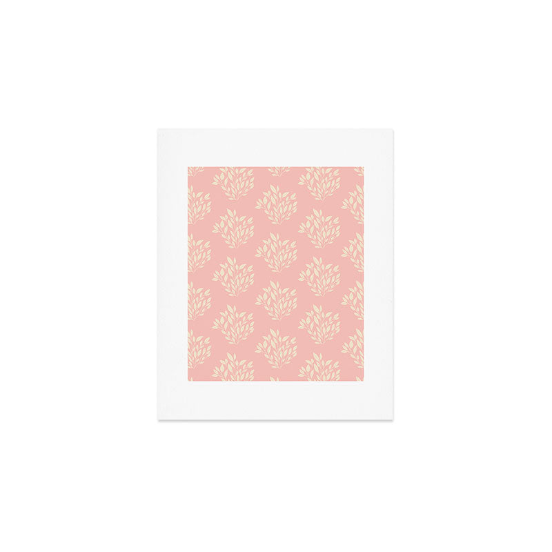 Simple Block Print Pastel Pink and Off- White Pattern Art Print Gallery Image 1