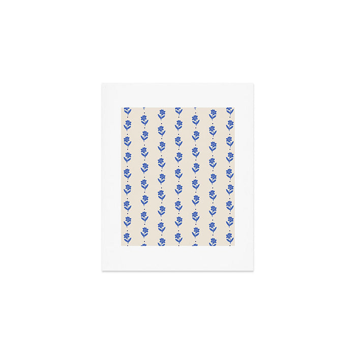 Simple Blue - Floral pattern Art Print Gallery Image 1