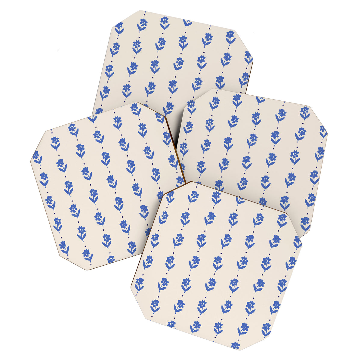 Simple Blue - Floral pattern Coaster Gallery Image 1