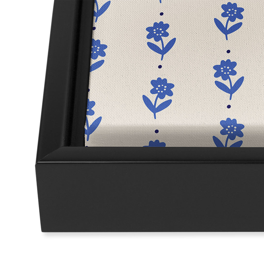 Simple Blue - Floral pattern Framed Canvas Print Gallery Image 3