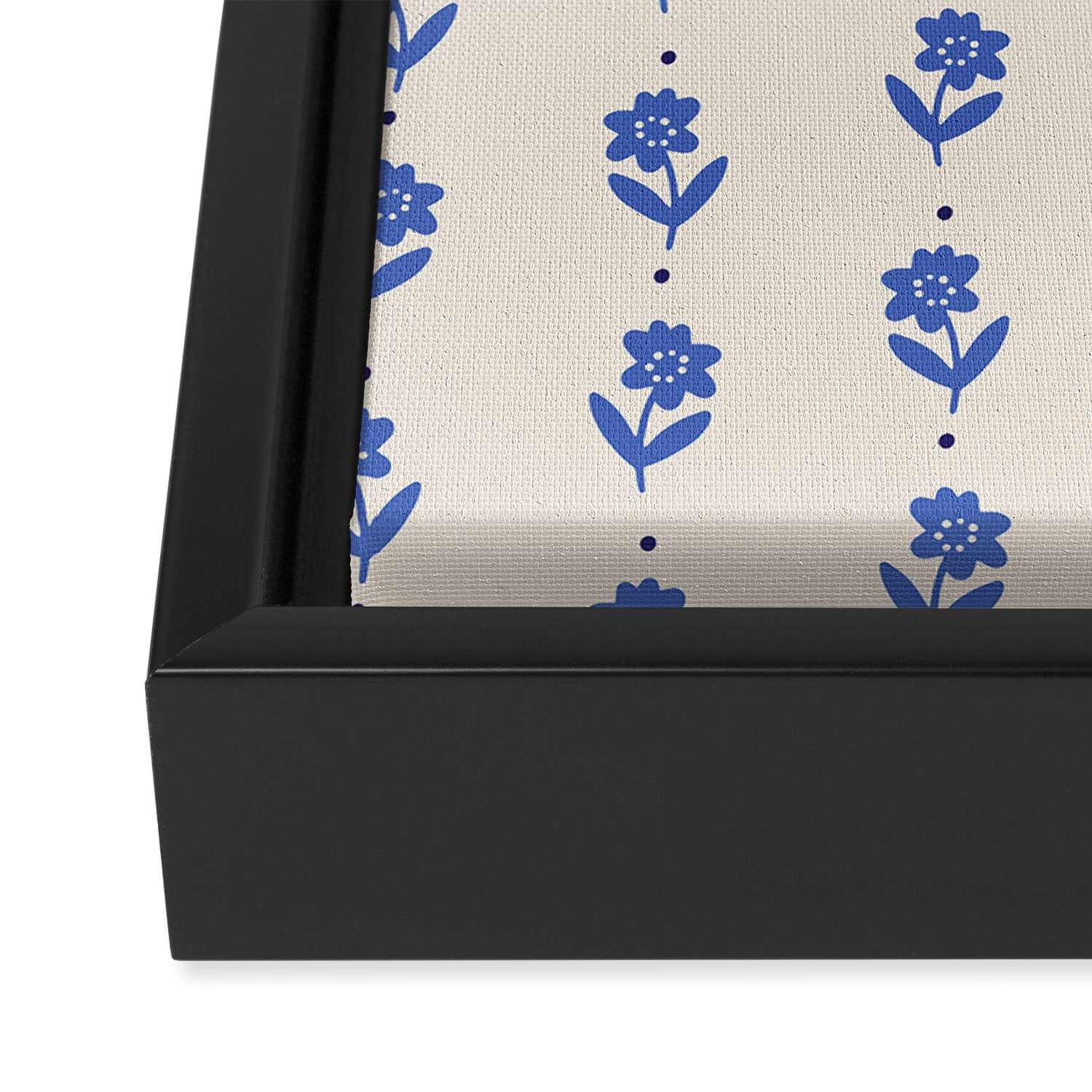 Simple Blue - Floral pattern Framed Canvas Print Gallery Image 3