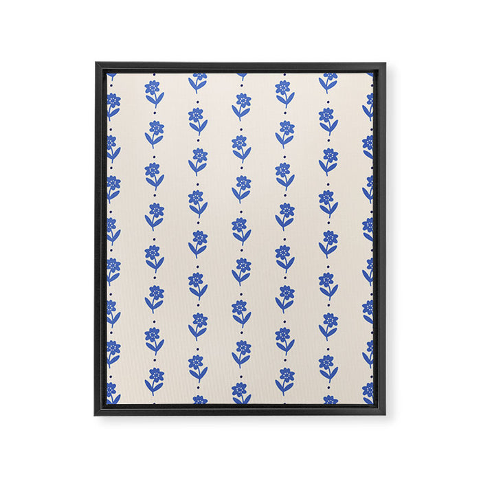 Simple Blue - Floral pattern Framed Canvas Print Gallery Image 1