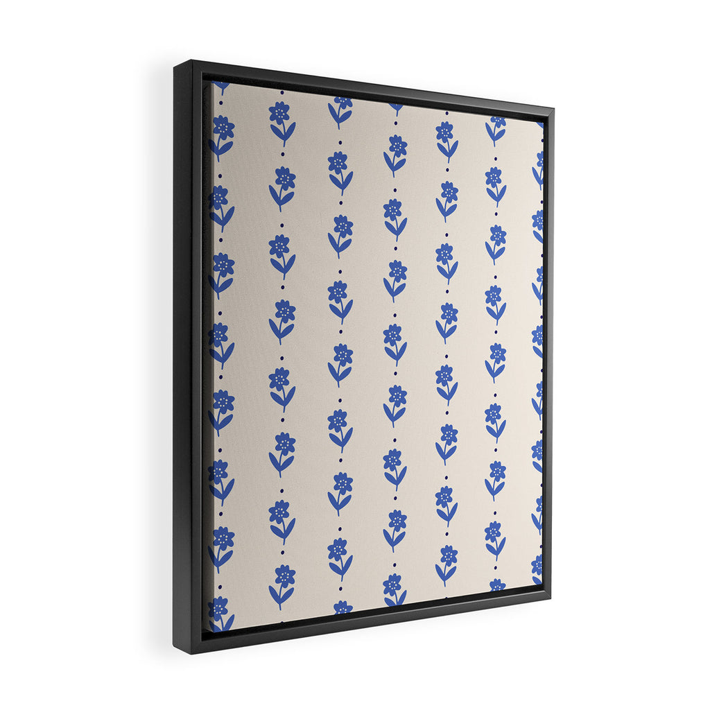 Simple Blue - Floral pattern Framed Canvas Print Gallery Image 2