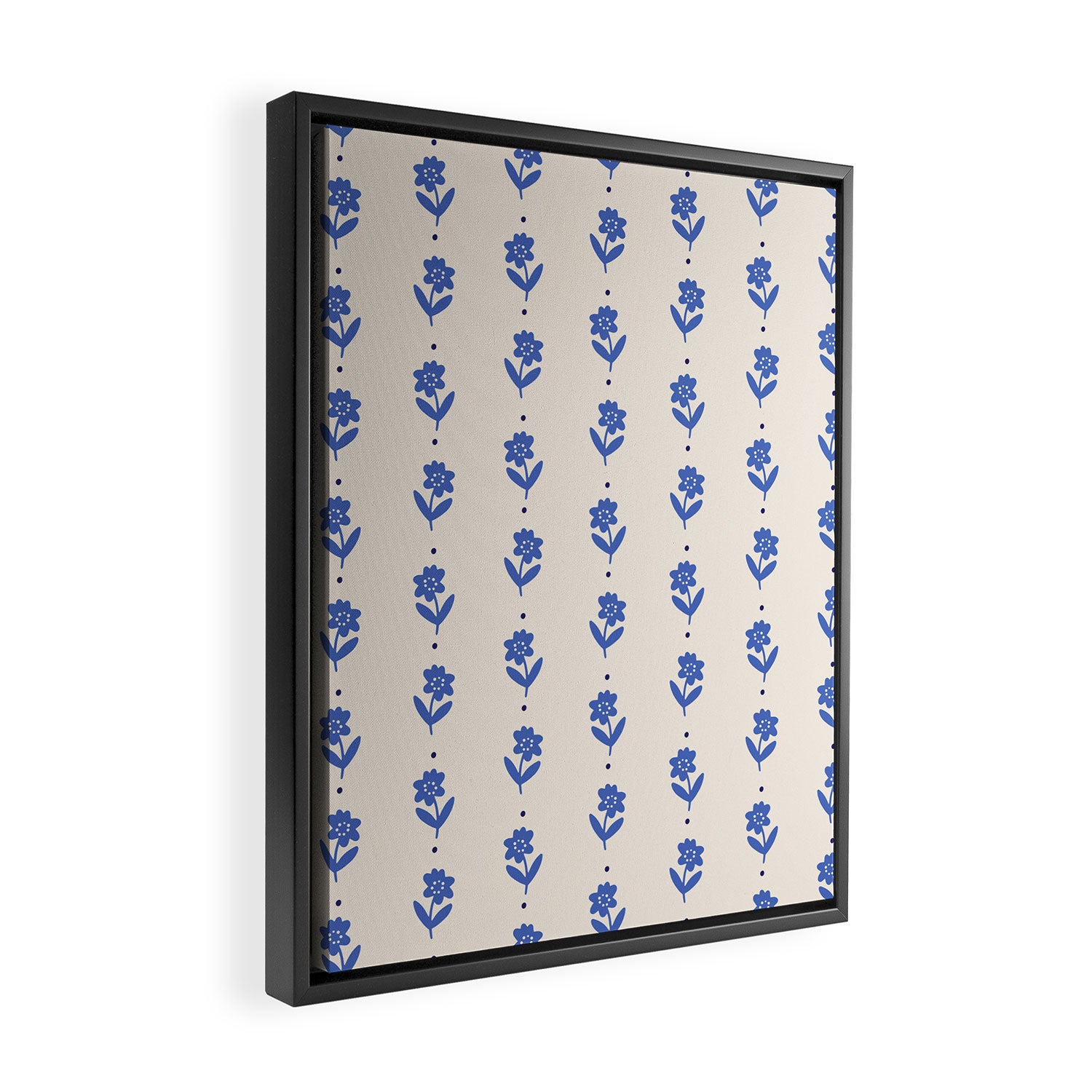 Simple Blue - Floral pattern Framed Canvas Print Gallery Image 2