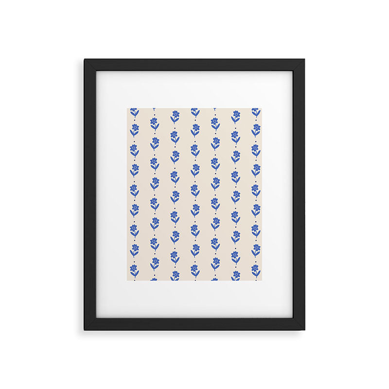 Simple Blue - Floral pattern Framed Art Print Gallery Image 6