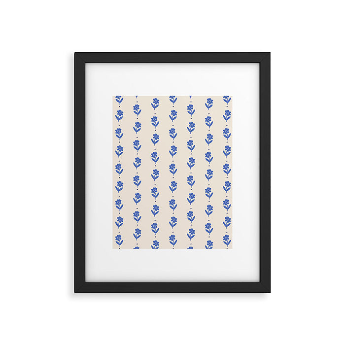 Simple Blue - Floral pattern Framed Art Print Gallery Image 1