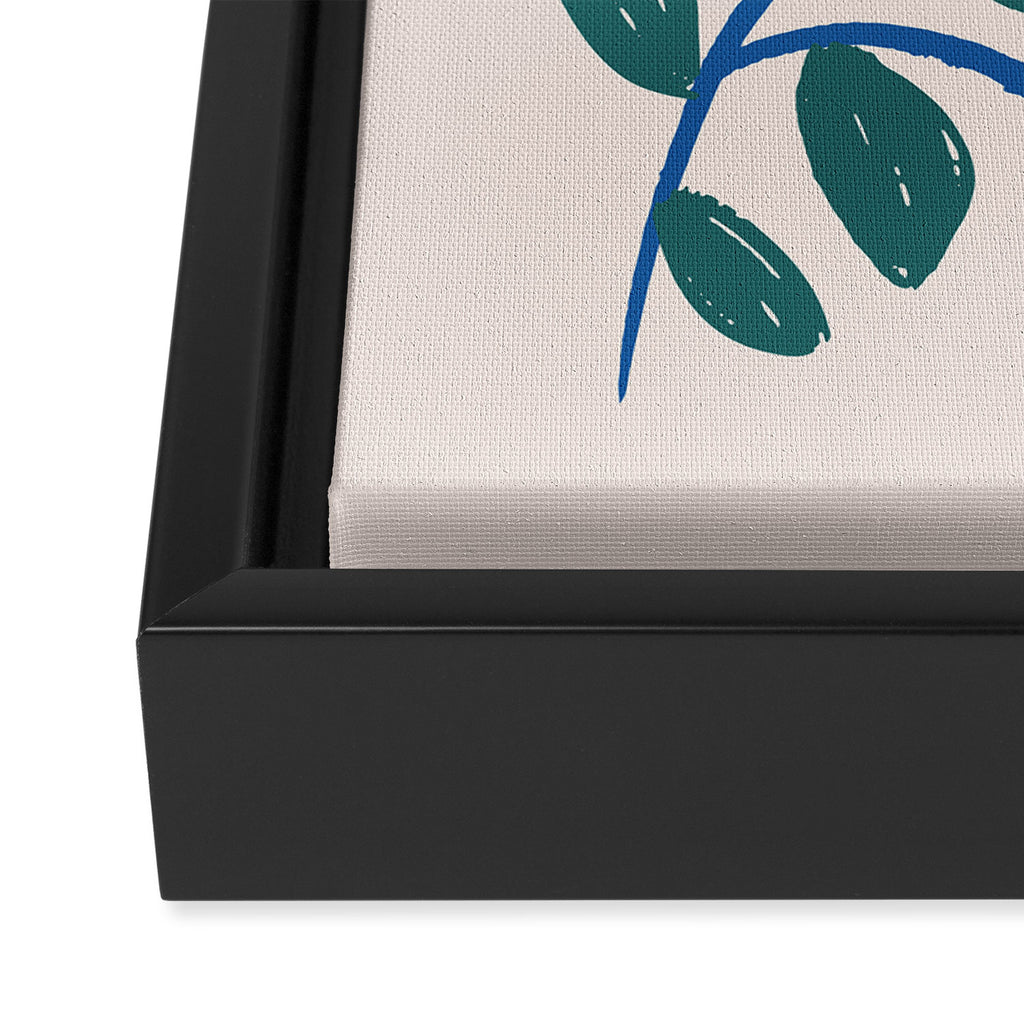 Simple Floral - Blue, Pink and Green Framed Canvas Print Gallery Image 3