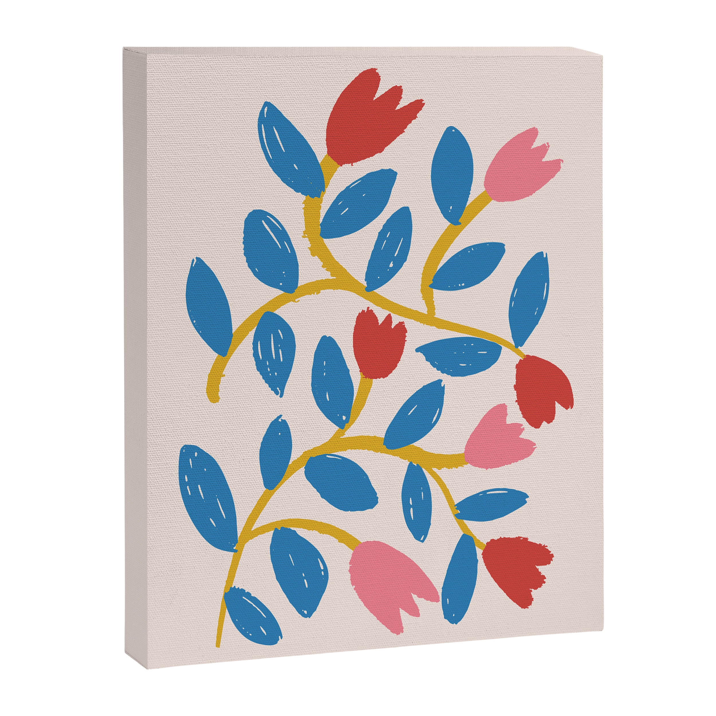 Simple Floral - Blue, Pink and Red Canvas Print Gallery Image 8