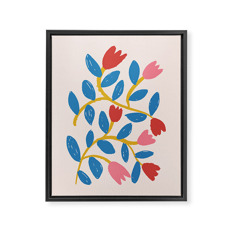 Simple Floral - Blue, Pink and Red Framed Canvas Print Gallery Image 8