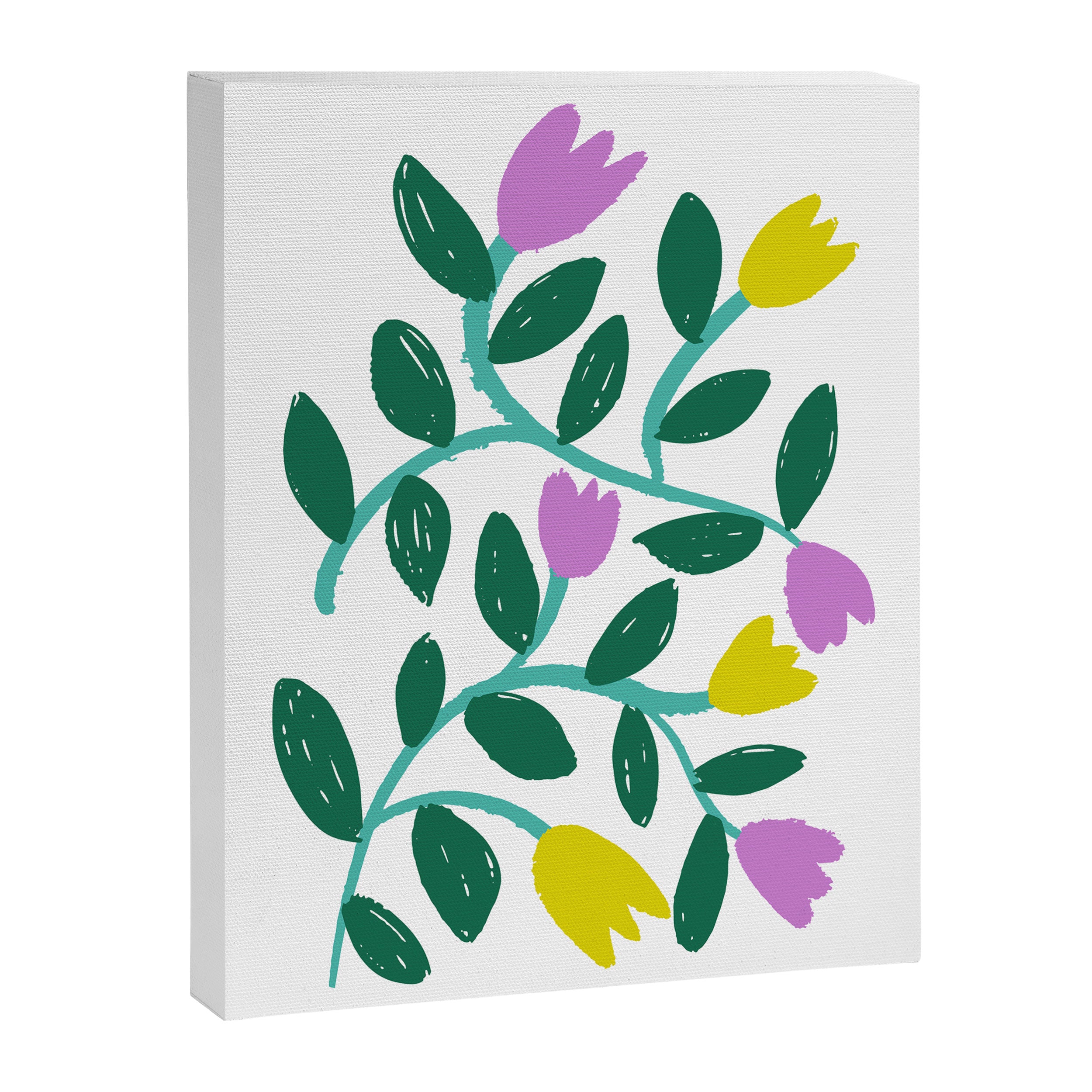 Simple Floral - Green, Very Peri and Yellow Canvas Print Gallery Image 8