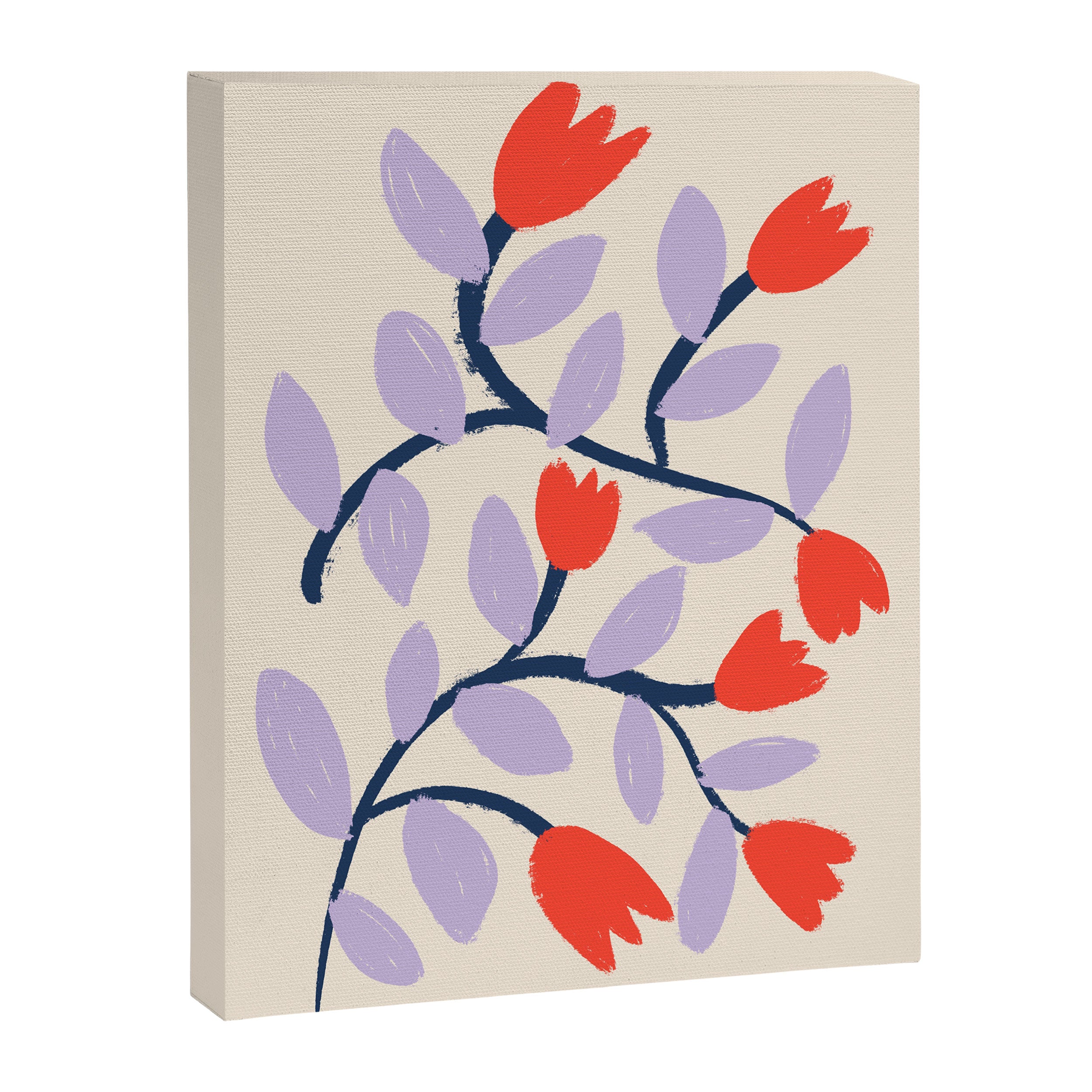 Simple Floral - Very Peri, Red, Blue Canvas Print Gallery Image 6