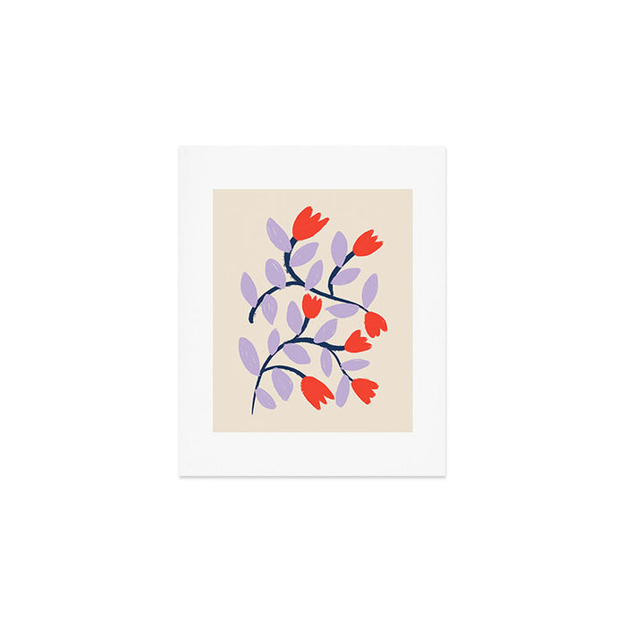 Simple Floral - Very Peri, Red, Blue Art Print Gallery Image 1