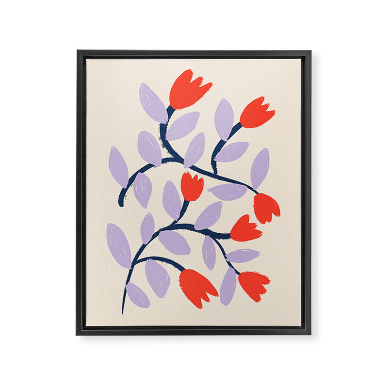 Simple Floral - Very Peri, Red, Blue Framed Canvas Print Gallery Image 6