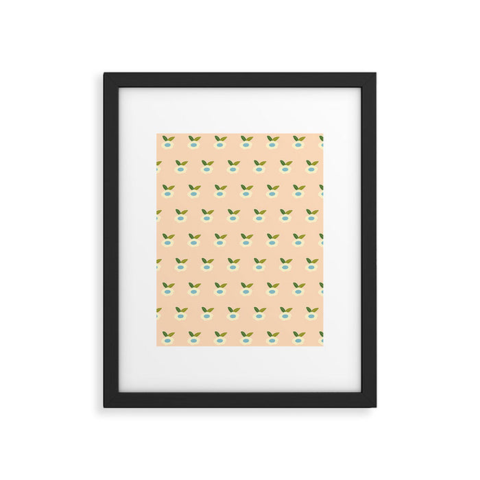 Simple Peach Floral - small flowers Framed Art Print Gallery Image 1