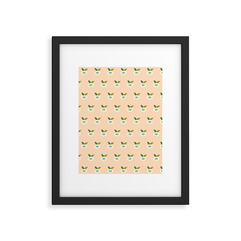 Simple Peach Floral - small flowers Framed Art Print Gallery Image 6