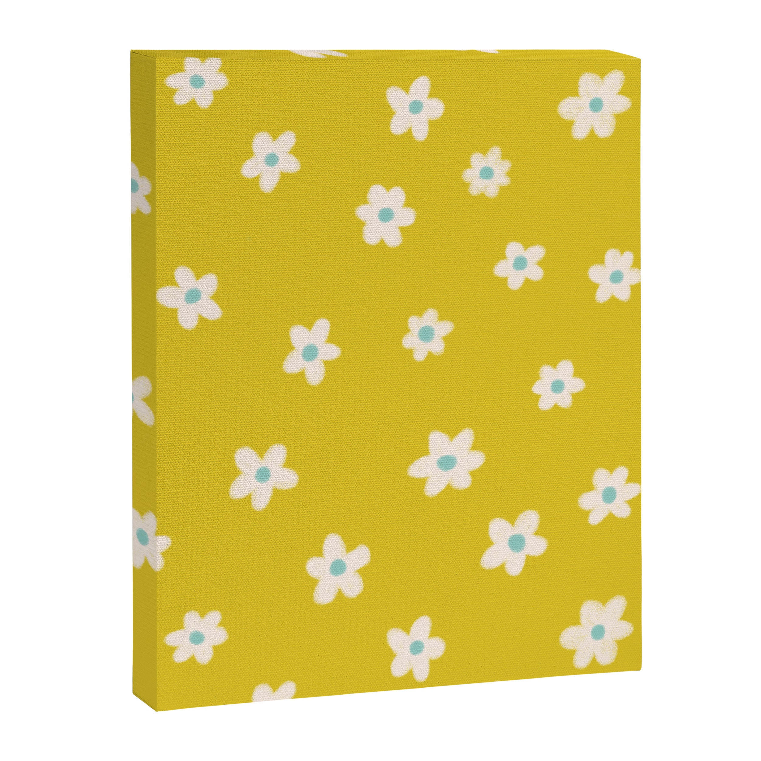 Small Daisies - Yellow, White and Turquoise Canvas Print Gallery Image 8
