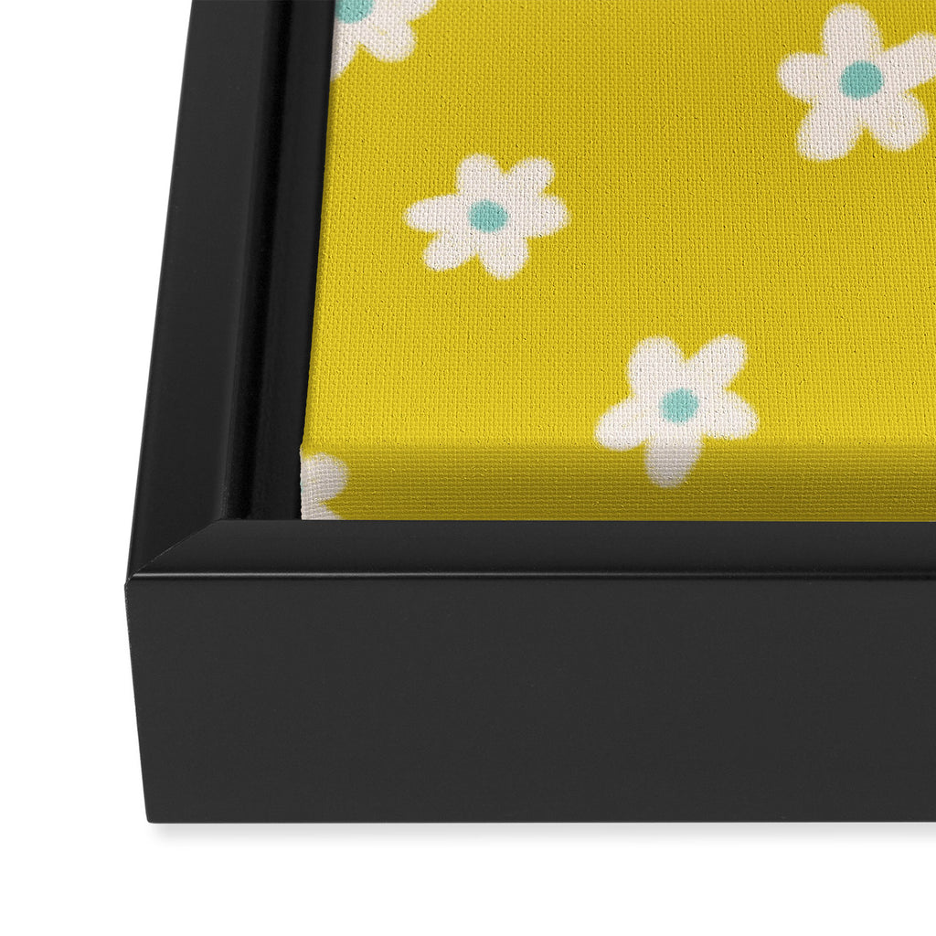 Small Daisies - Yellow, White and Turquoise Framed Canvas Print Gallery Image 3
