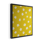 Small Daisies - Yellow, White and Turquoise Framed Canvas Print Gallery Image 2