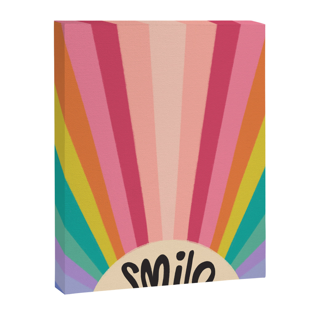 Smile - 70s Retro Sun Rainbow  Canvas Print Gallery Image 8