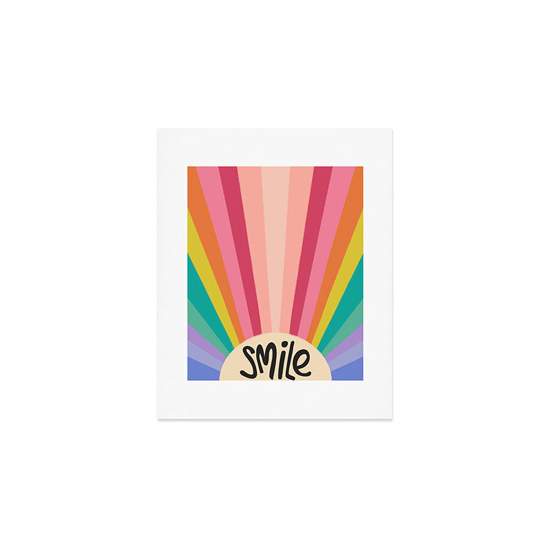 Smile - 70s Retro Sun Rainbow  Art Print Gallery Image 1