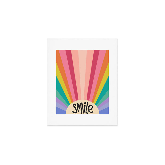 Smile - 70s Retro Sun Rainbow  Art Print Gallery Image 1