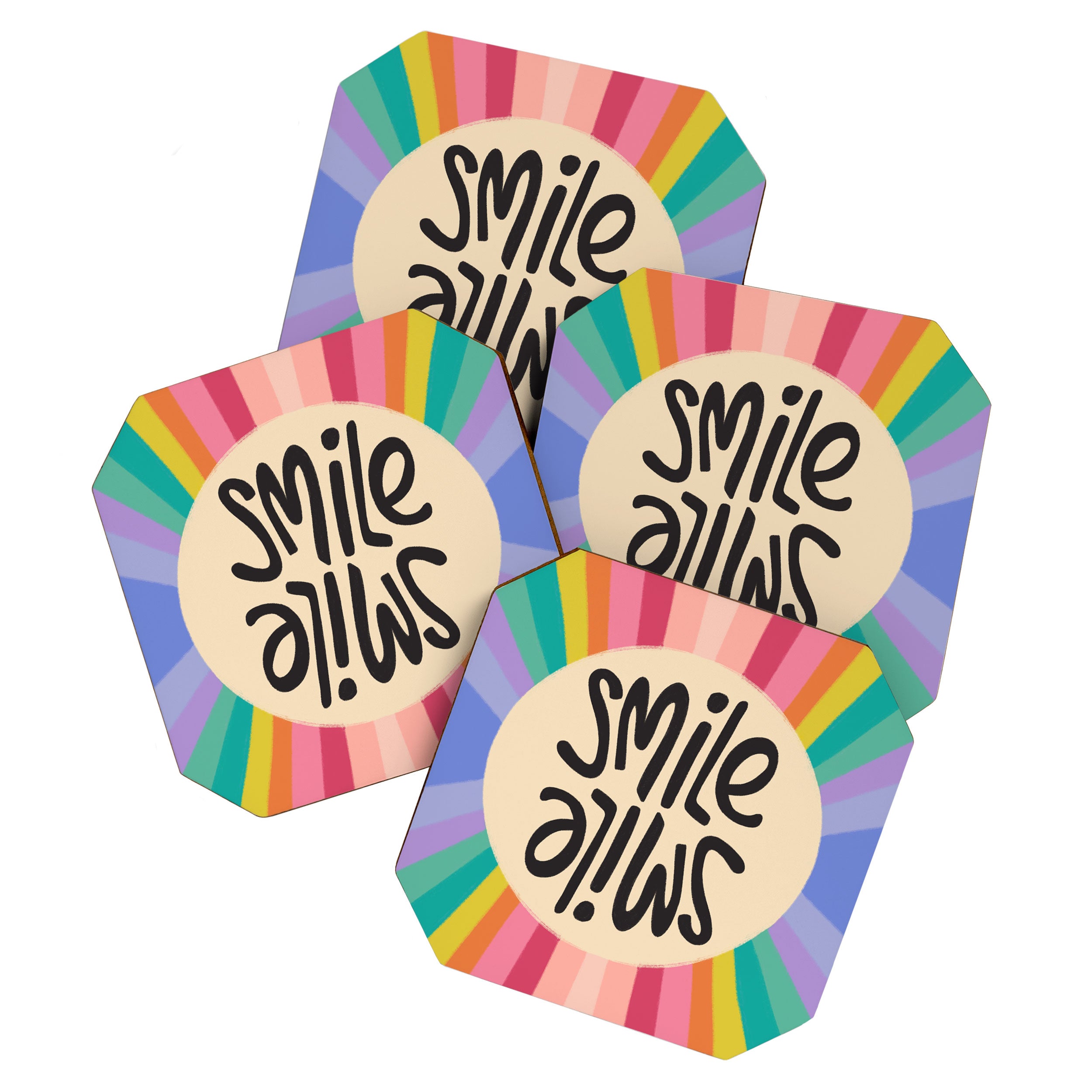 Smile - 70s Retro Sun Rainbow  Coaster Gallery Image 1