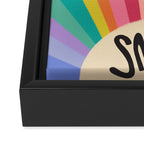 Smile - 70s Retro Sun Rainbow  Framed Canvas Print Gallery Image 3