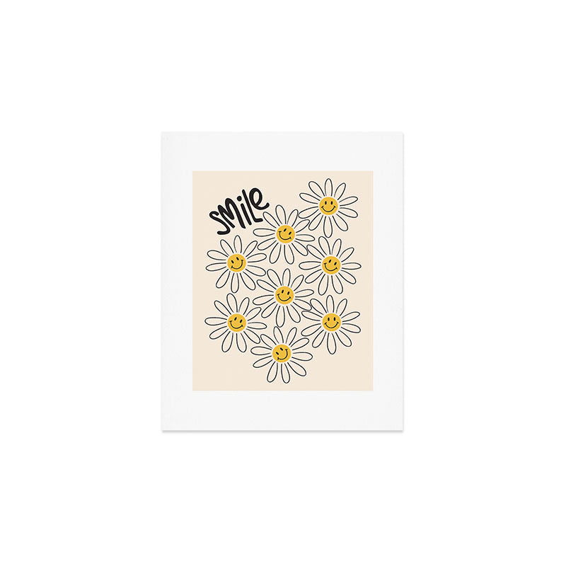Smiley face 70s Daisy  Art Print Gallery Image 1