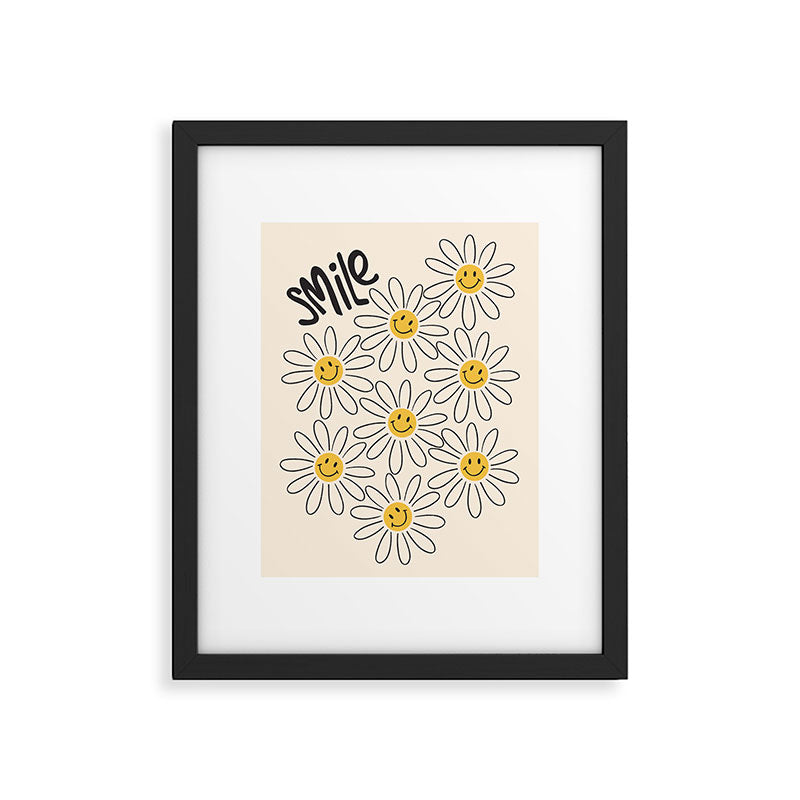 Smiley face 70s Daisy  Framed Art Print Gallery Image 5