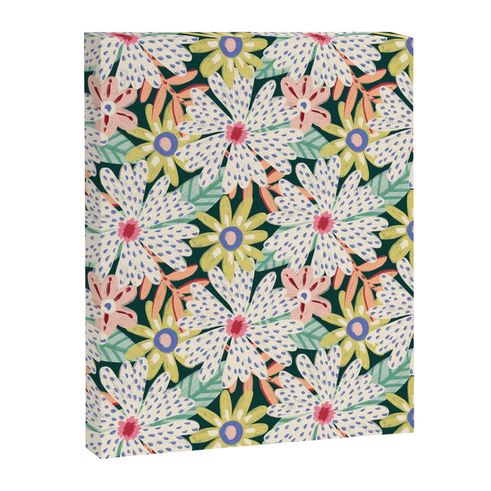 Summer Bloom - Dark Green Background  Canvas Print Gallery Image 1