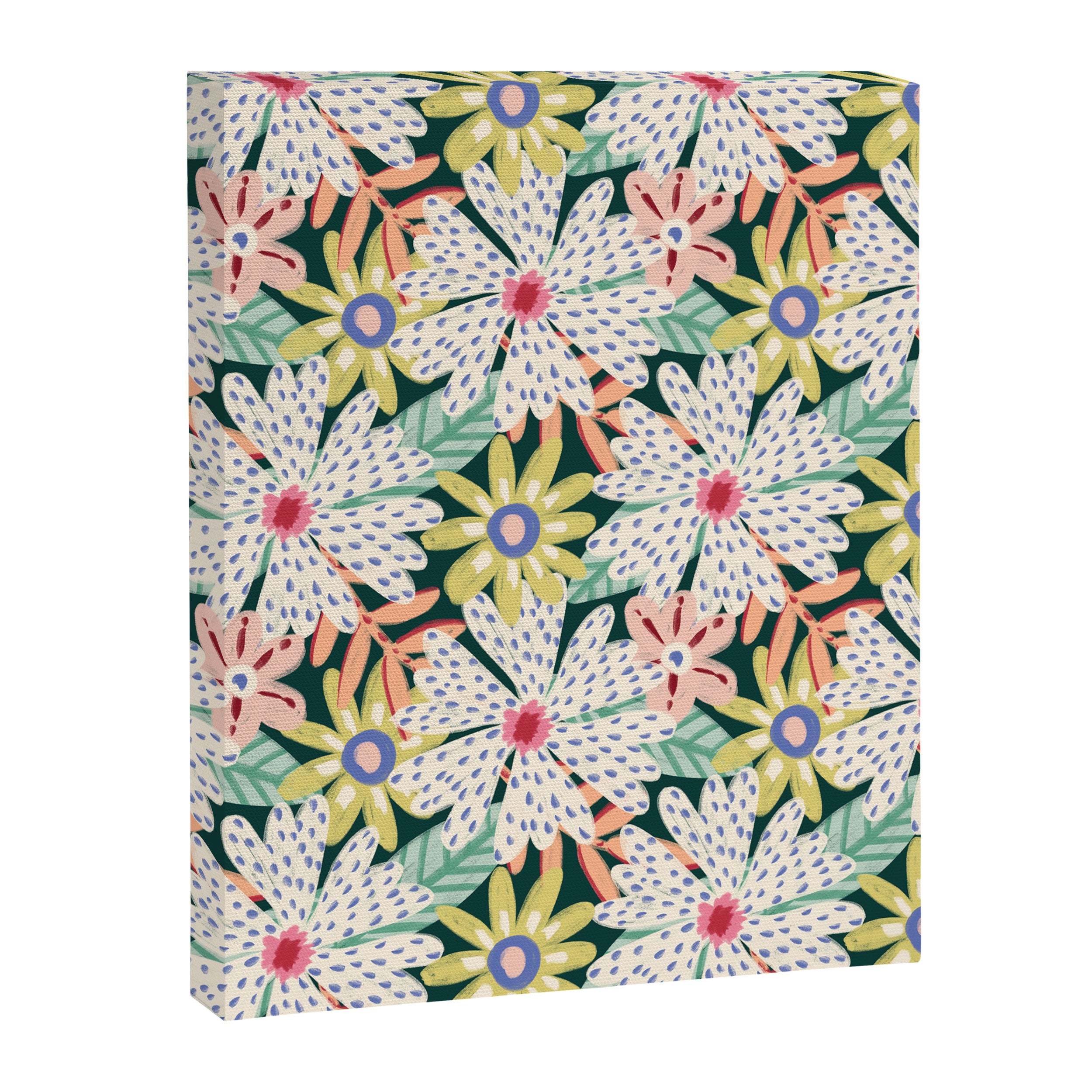 Summer Bloom - Dark Green Background  Canvas Print Gallery Image 8