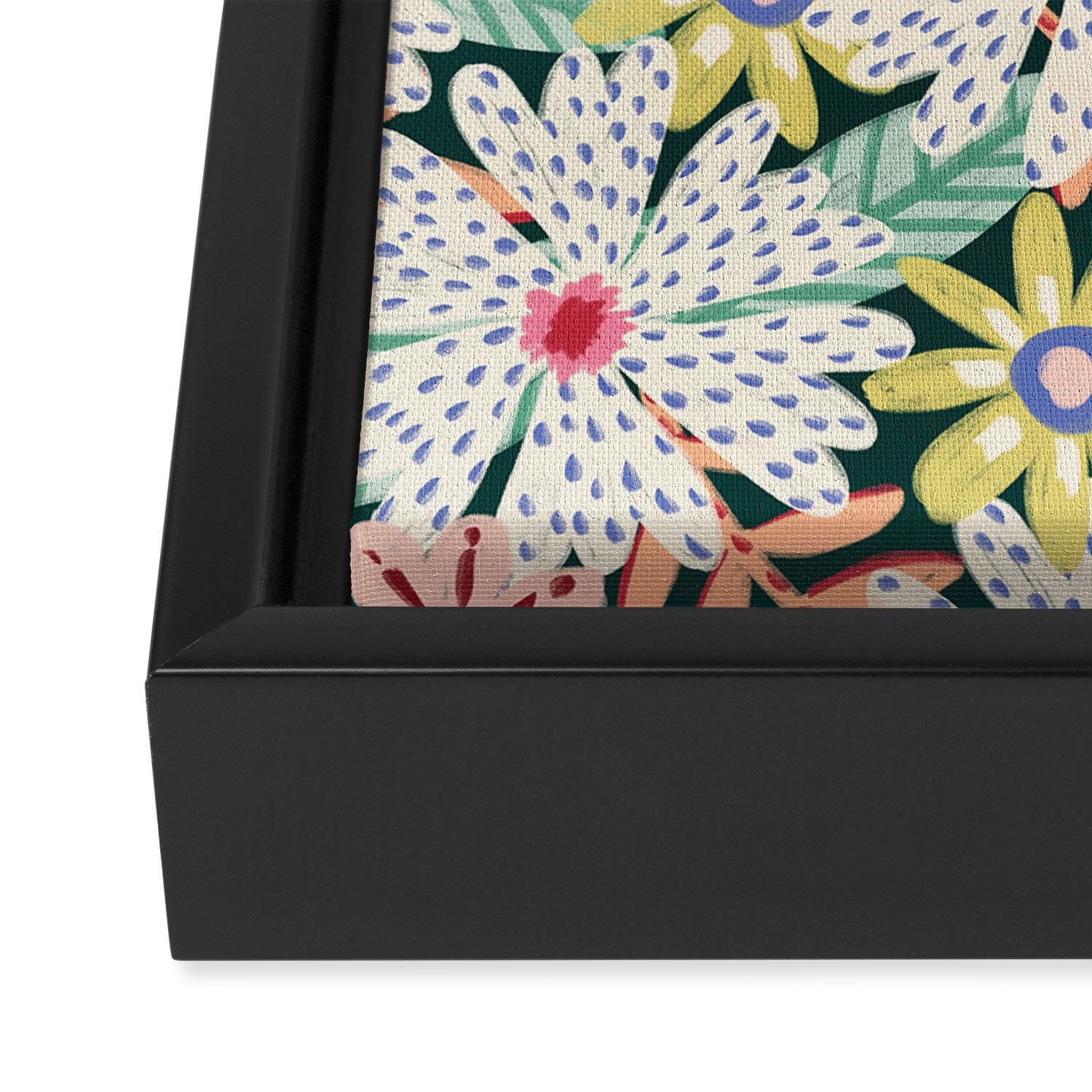 Summer Bloom - Dark Green Background  Framed Canvas Print Gallery Image 3