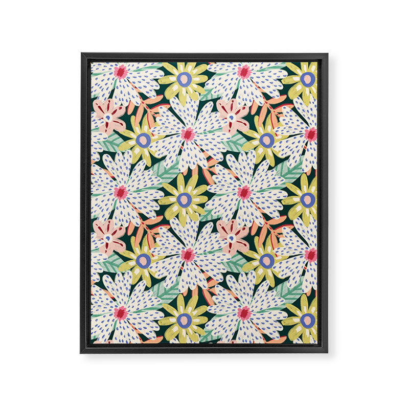 Summer Bloom - Dark Green Background  Framed Canvas Print Gallery Image 8