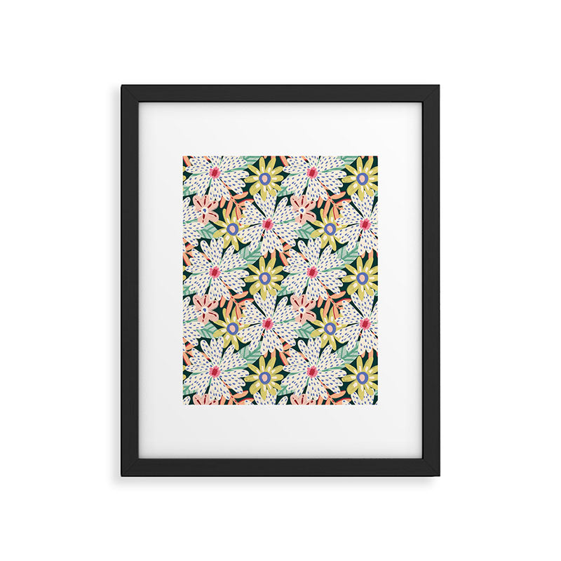 Summer Bloom - Dark Green Background  Framed Art Print Gallery Image 6