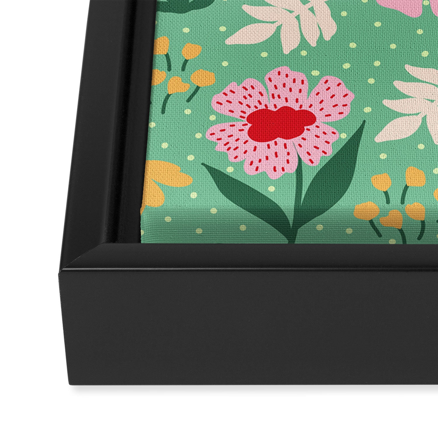 Summer Bloom - Flower e Leaves Framed Canvas Print Gallery Image 3