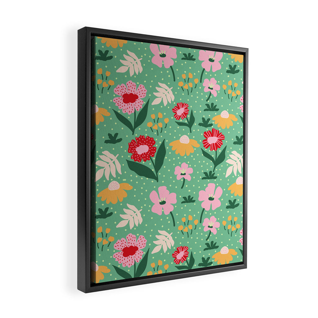 Summer Bloom - Flower e Leaves Framed Canvas Print Gallery Image 2