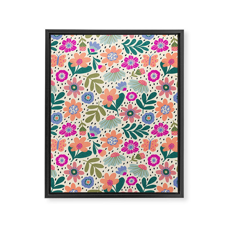 Summer Floral Pattern Framed Canvas Print Gallery Image 8