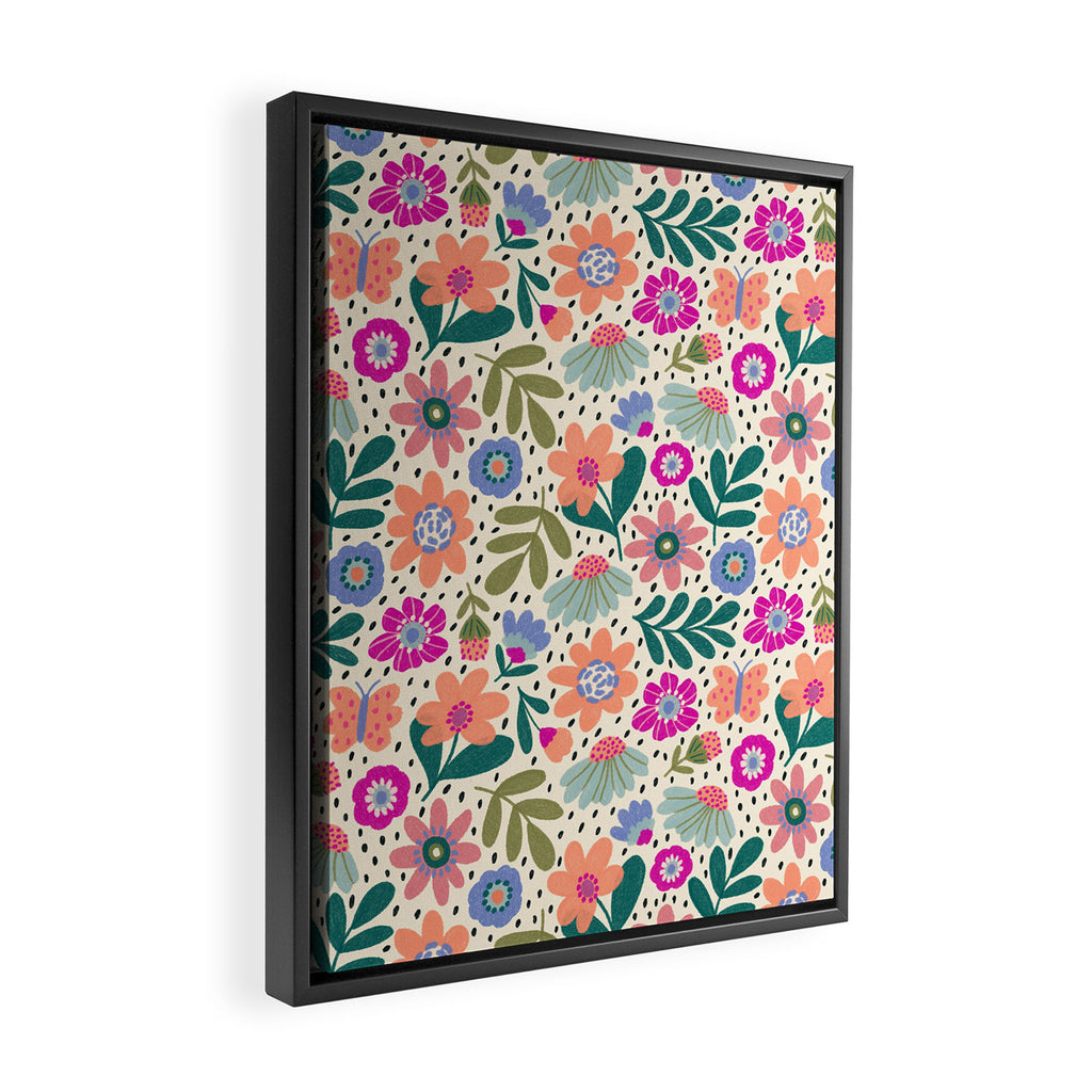 Summer Floral Pattern Framed Canvas Print Gallery Image 2