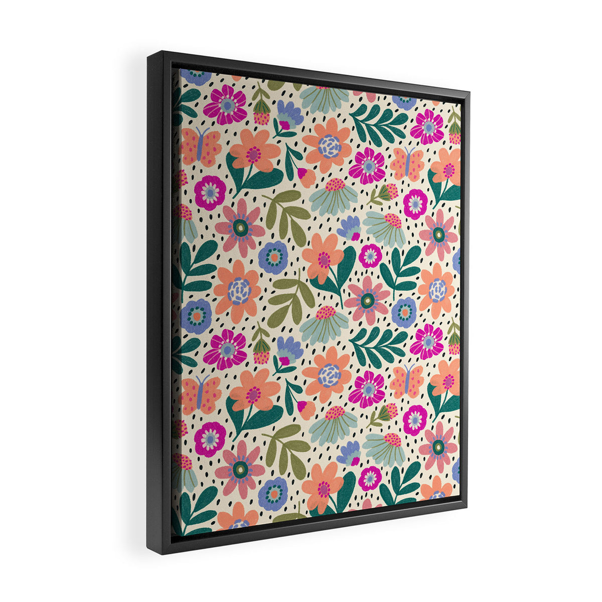 Summer Floral Pattern Framed Canvas Print Gallery Image 2