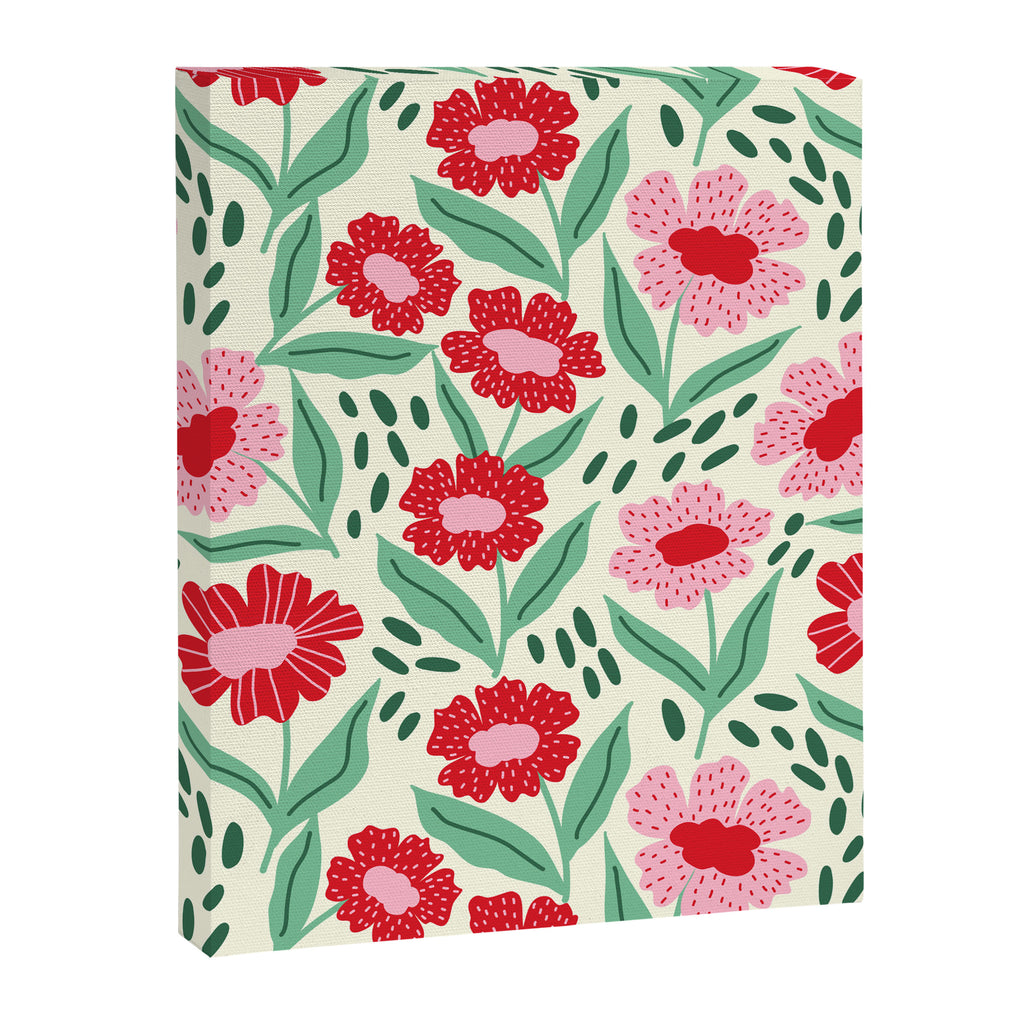 Summer Floral - red, green and pink Canvas Print Gallery Image 8