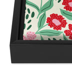 Summer Floral - red, green and pink Framed Canvas Print Gallery Image 3