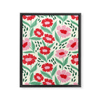 Summer Floral - red, green and pink Framed Canvas Print Gallery Image 8