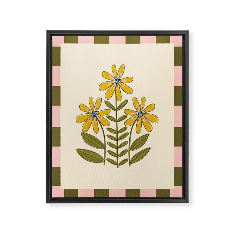 Sunflower - Block Print Framed Canvas Print Gallery Image 8