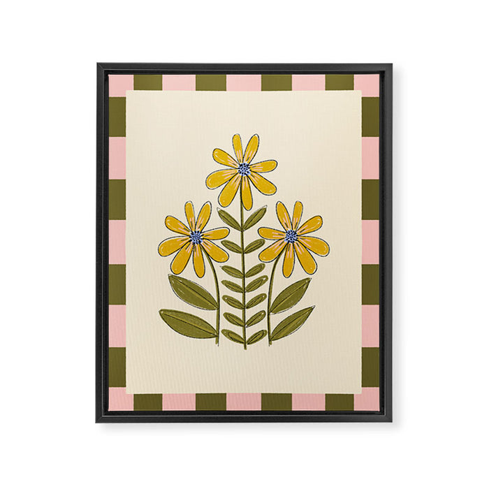 Sunflower - Block Print Framed Canvas Print Gallery Image 1