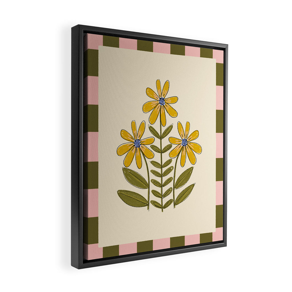 Sunflower - Block Print Framed Canvas Print Gallery Image 2