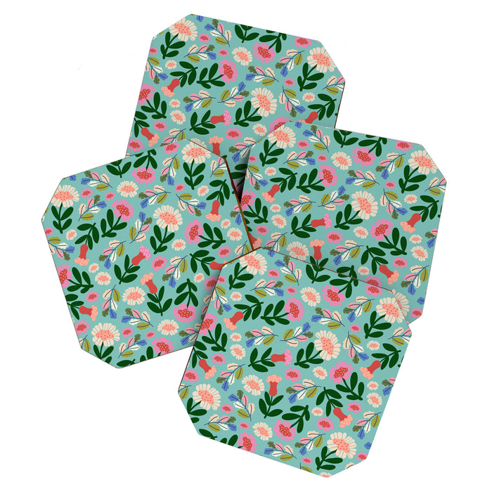 Super Bloom - Bright Floral Pattern Coaster Gallery Image 1