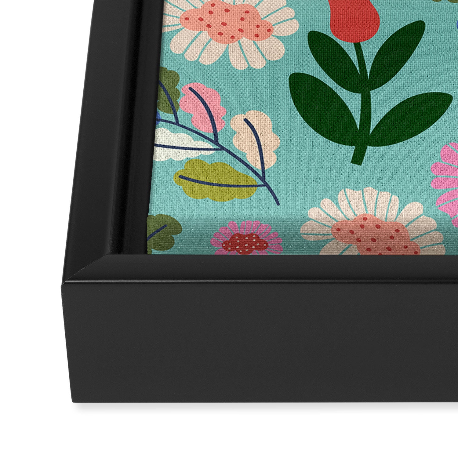 Super Bloom - Bright Floral Pattern Framed Canvas Print Gallery Image 3