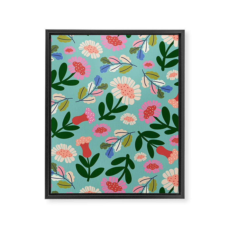 Super Bloom - Bright Floral Pattern Framed Canvas Print Gallery Image 8
