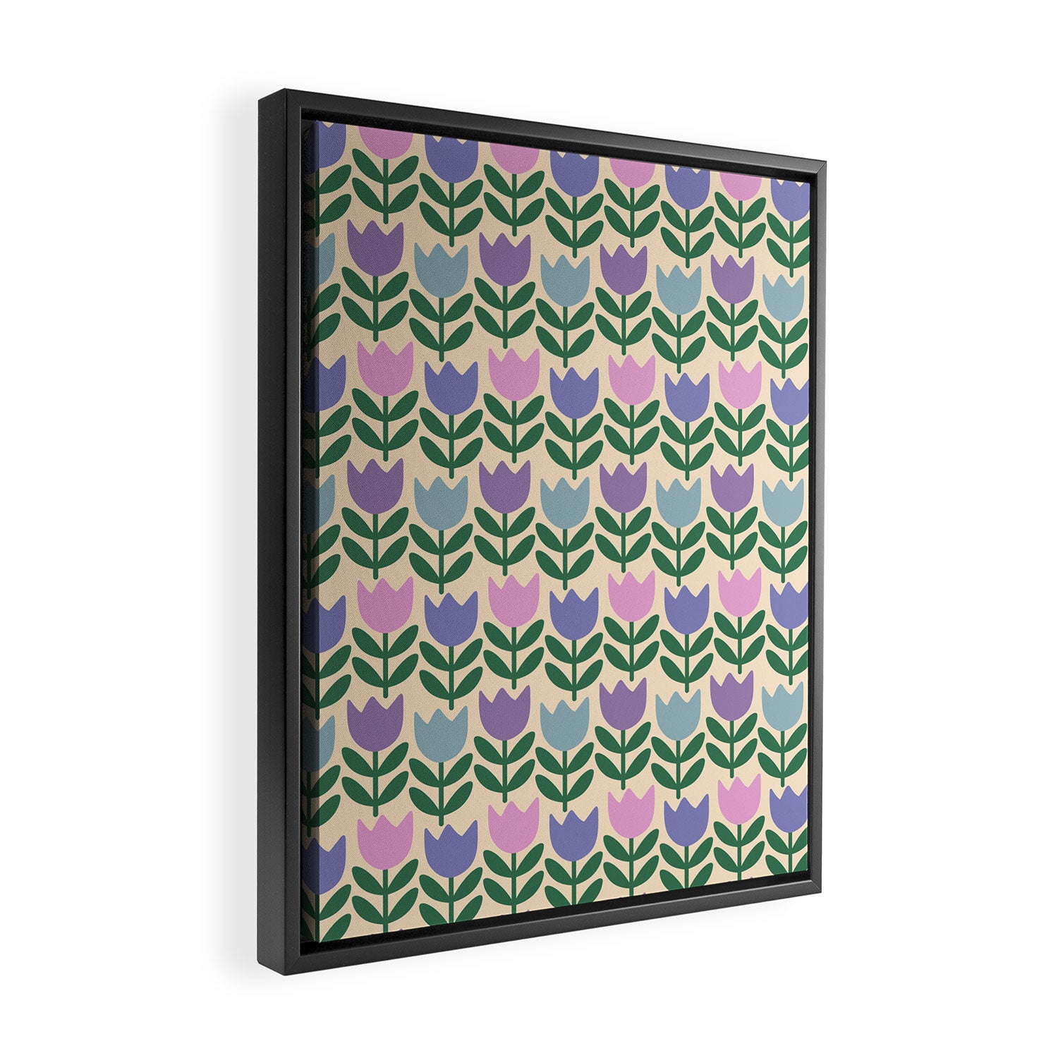 Tulip - Pastel Floral Pattern Framed Canvas Print Gallery Image 2